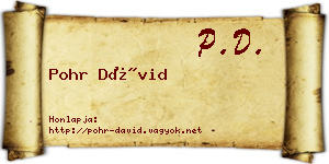 Pohr Dávid névjegykártya